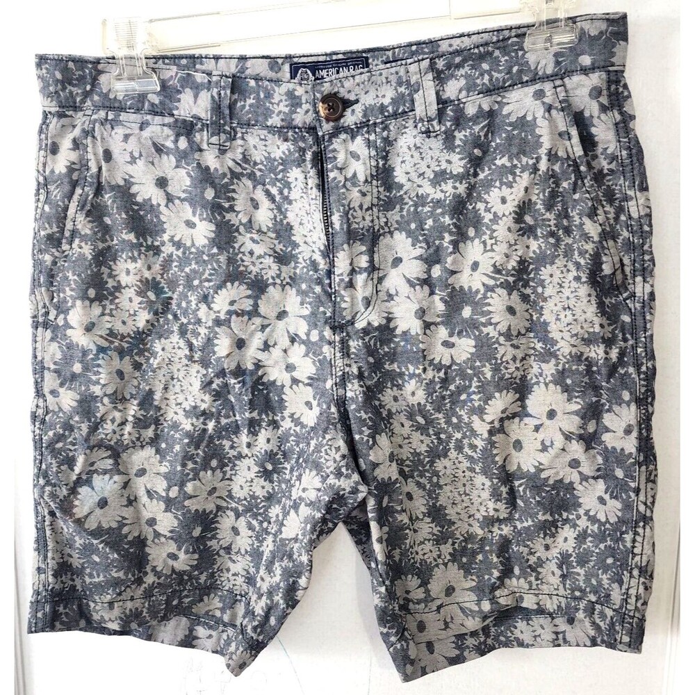 American Rag 100% Cotton Men's Floral Blue Shorts Size 33" W Inseam 8"